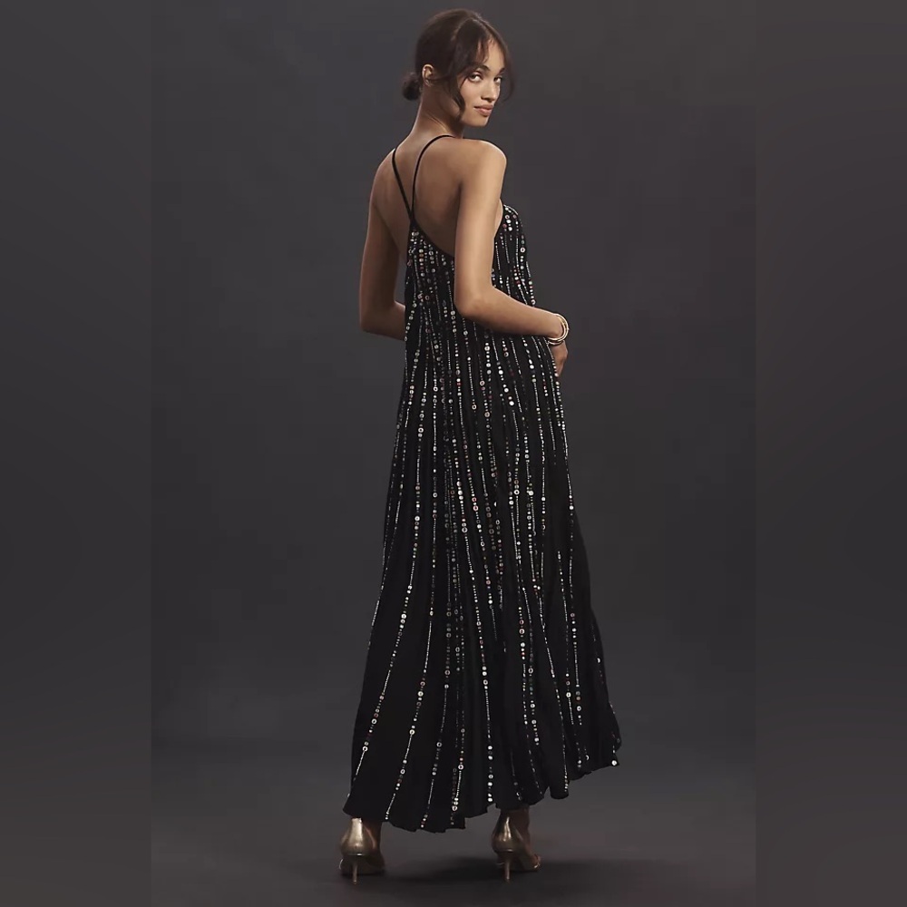 FARM Rio Elegant Black Maxi Dress with Sparkling Details - Picture 3 of 11